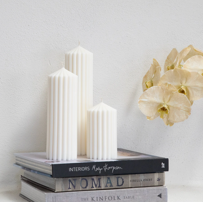 Chunky Ribbed Pillar Soy Wax Candle